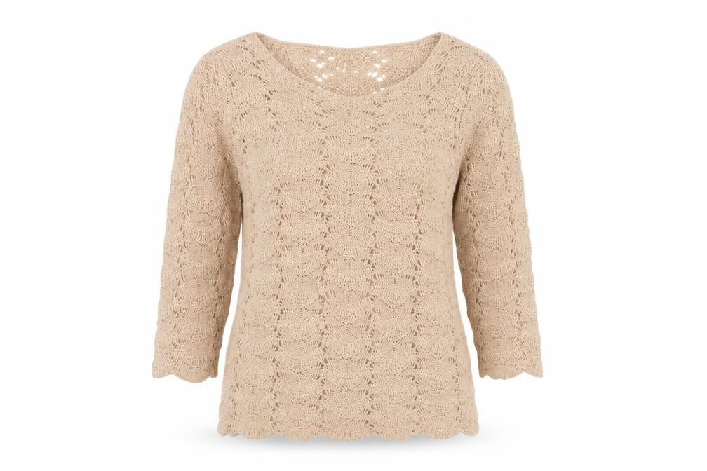 Soon Women Beige Open-Knit Pullover Jumper Size 14