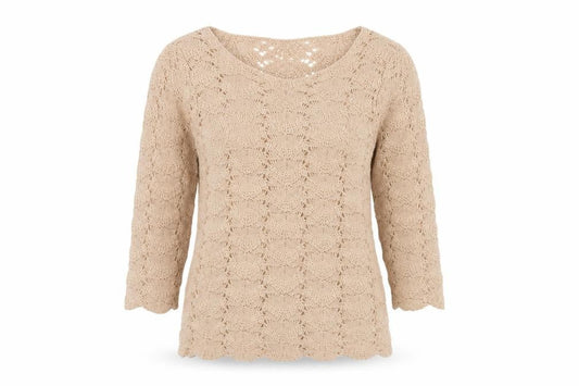 Soon Women Beige Open-Knit Pullover Jumper Size 14