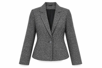 Principles Petite Grey Tweed One Button Blazer Jacket Size 8