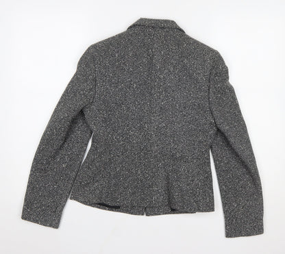 Principles Petite Grey Tweed One Button Blazer Jacket Size 8