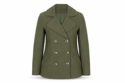 Cotton Traders Womens Green Size 12 Pea Coat Mid-Length Jacket