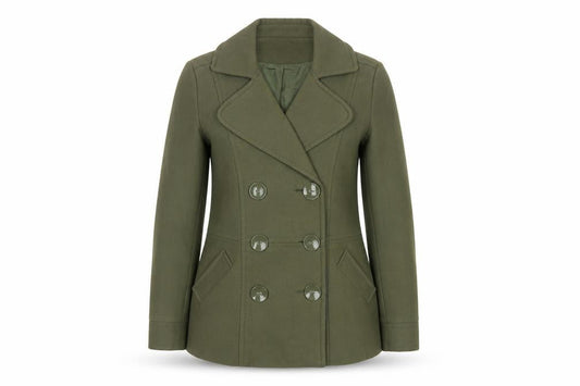 Cotton Traders Womens Green Size 12 Pea Coat Mid-Length Jacket