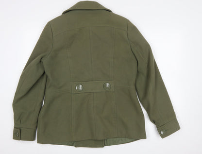 Cotton Traders Womens Green Size 12 Pea Coat Mid-Length Jacket