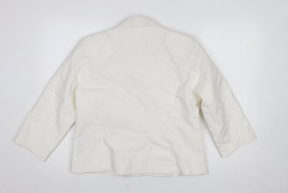 Alice Collins Women Ivory Linen Cotton Blazer Size 16 Single Breasted