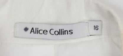 Alice Collins Women Ivory Linen Cotton Blazer Size 16 Single Breasted