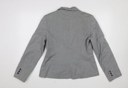 Dunnes Stores Women's Grey Pinstripe Blazer Size 14 Cotton Blend