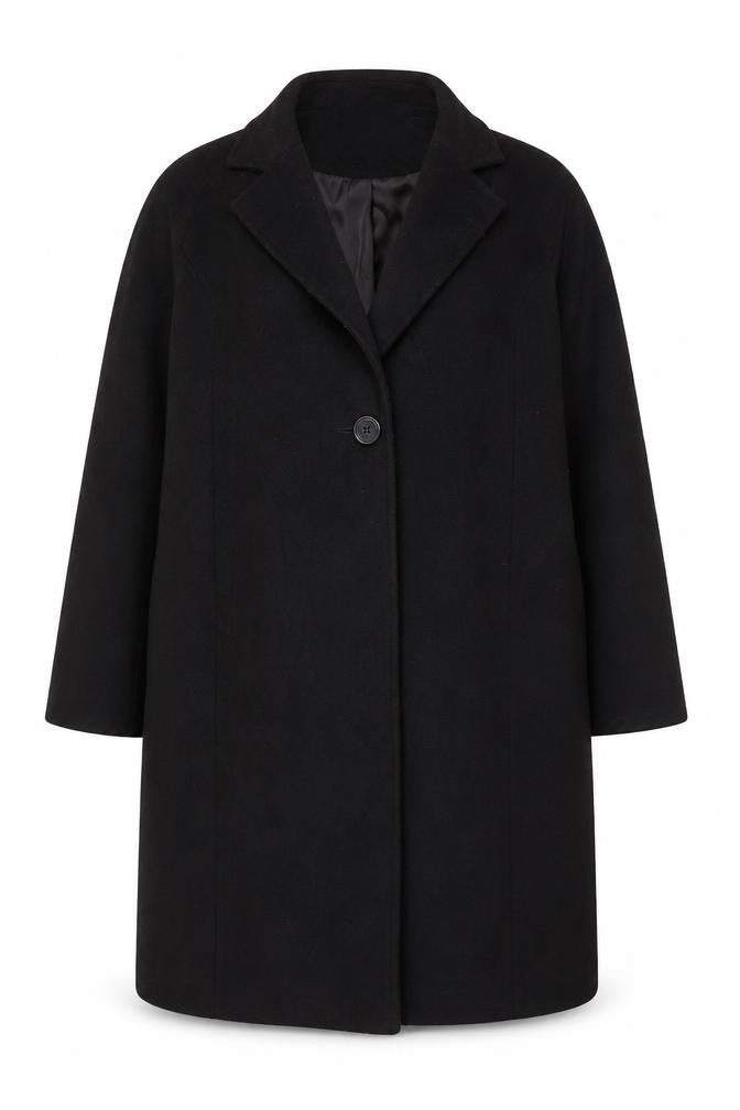 Elena Miro Womens Black Wool Blend Overcoat UK 14 Long Sleeve