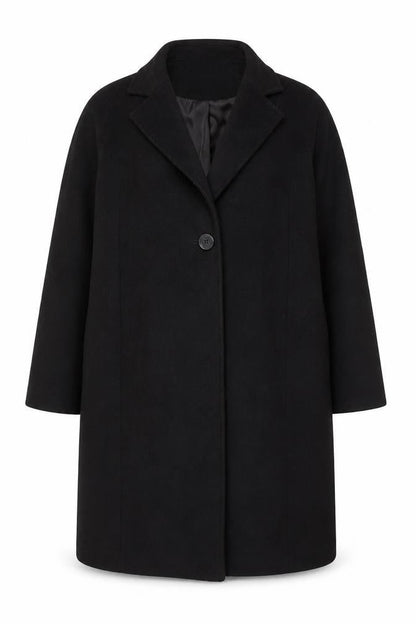 Elena Miro Womens Black Wool Blend Overcoat UK 14 Long Sleeve