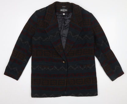 Braetan Womens Multicoloured Wool Blend Geometric Blazer M