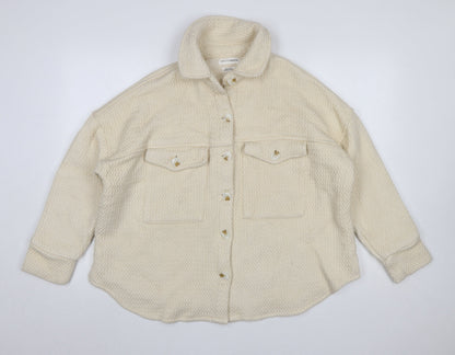 Native Youth Women Beige Cotton Button Jacket Size S