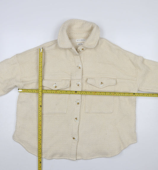 Native Youth Women Beige Cotton Button Jacket Size S