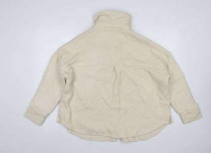Native Youth Women Beige Cotton Button Jacket Size S