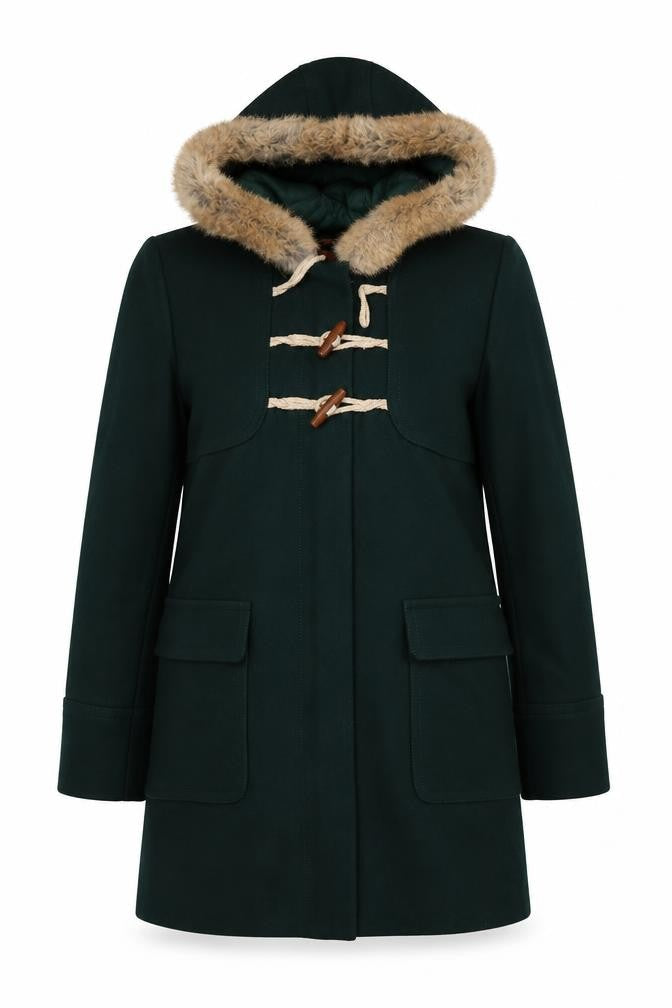 Comptoir des Cotonniers Women's Green Wool Duffle Coat Size 8