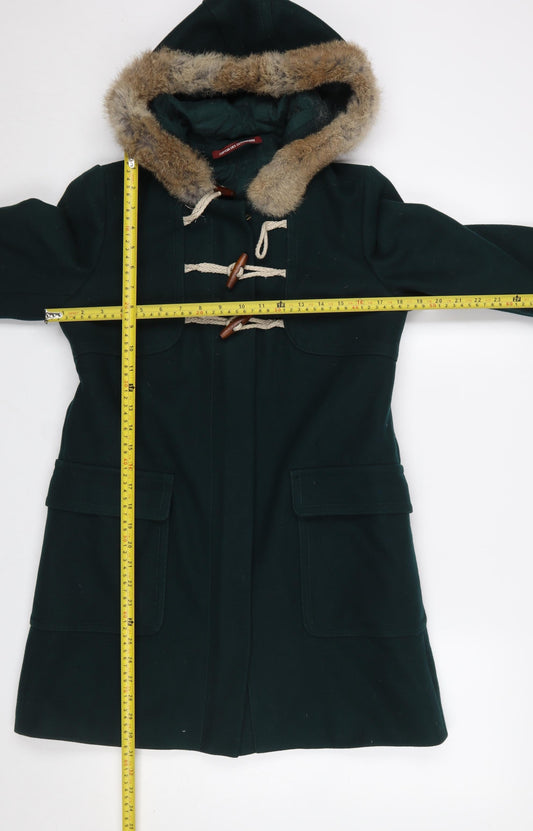 Comptoir des Cotonniers Women's Green Wool Duffle Coat Size 8