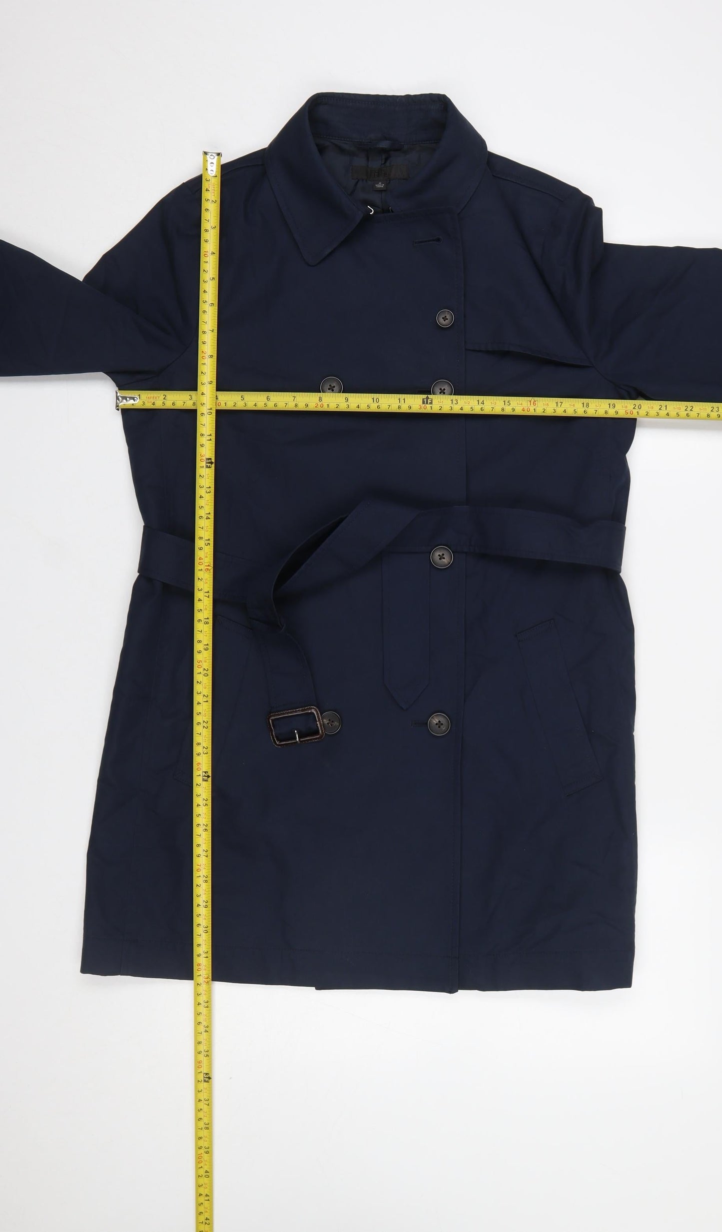 Uniqlo Women's Blue Mid-Length Trench Coat Size M Classic Style