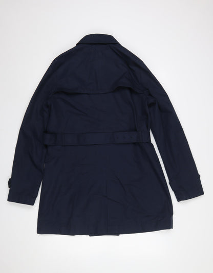 Uniqlo Women's Blue Mid-Length Trench Coat Size M Classic Style