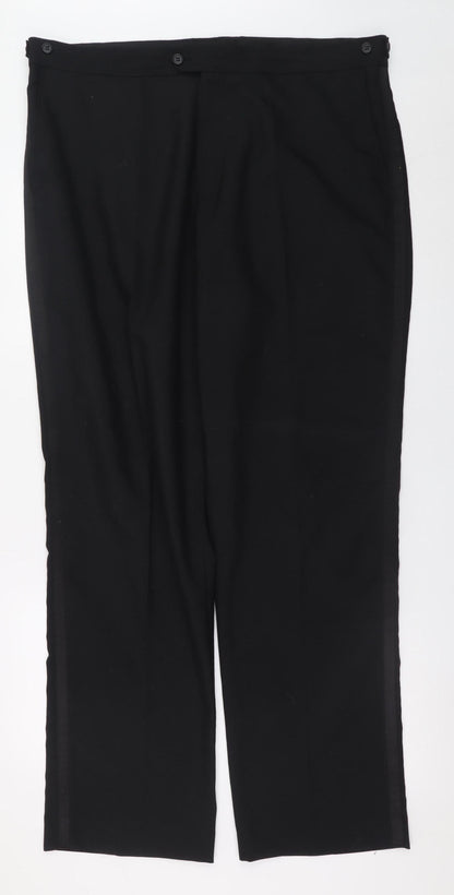 Mens UK Size 40R Charlton Gray Regular Fit Dress Pants Black Trousers