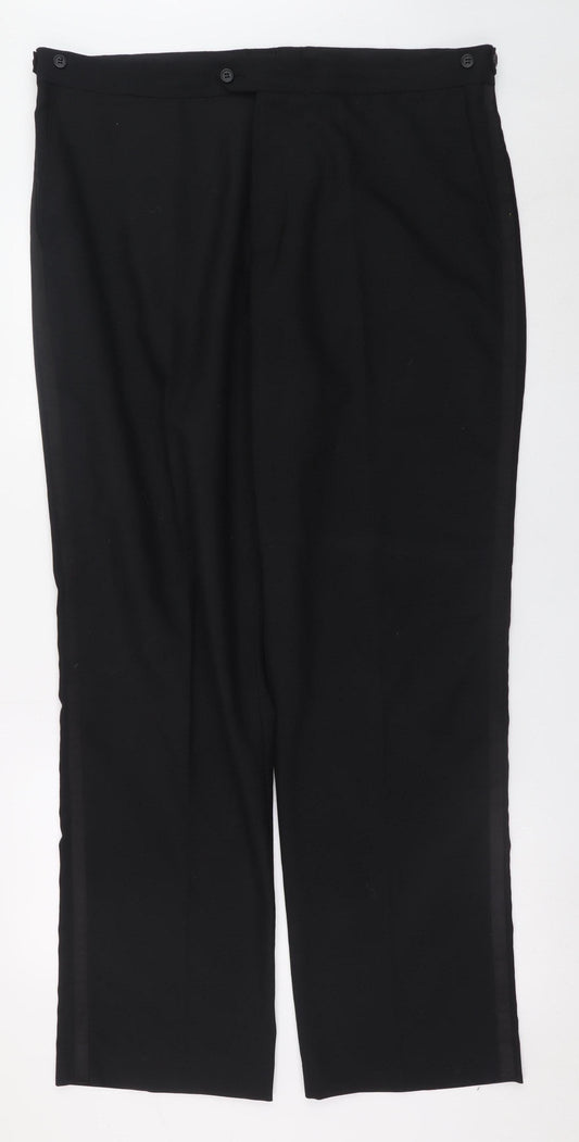 Mens UK Size 40R Charlton Gray Regular Fit Dress Pants Black Trousers