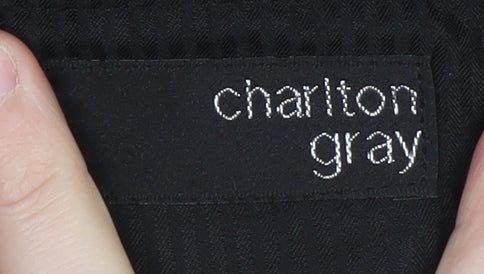 Mens UK Size 40R Charlton Gray Regular Fit Dress Pants Black Trousers