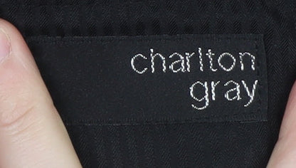 Mens UK Size 40R Charlton Gray Regular Fit Dress Pants Black Trousers