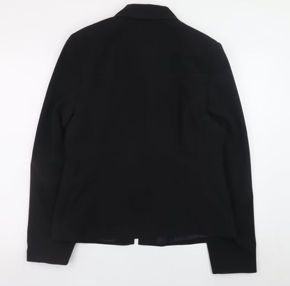 Amaranto Women Black Size 14 Slim Fit Full Zip Jacket