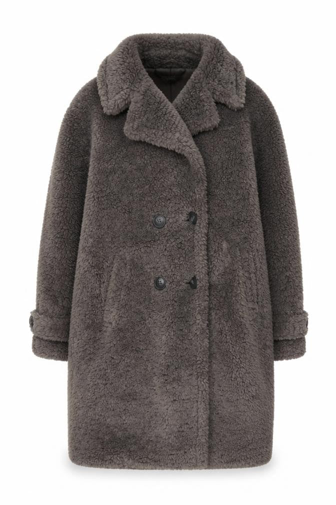 Papaya Womens Grey Long Faux Fur Overcoat Size 10 Winter Warm