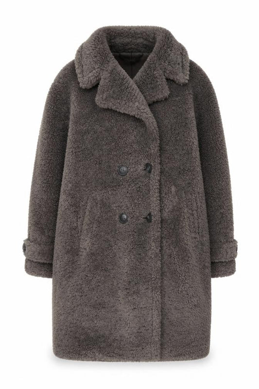 Papaya Womens Grey Long Faux Fur Overcoat Size 10 Winter Warm