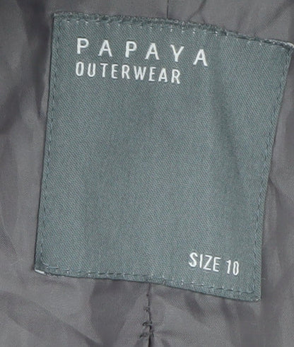 Papaya Womens Grey Long Faux Fur Overcoat Size 10 Winter Warm