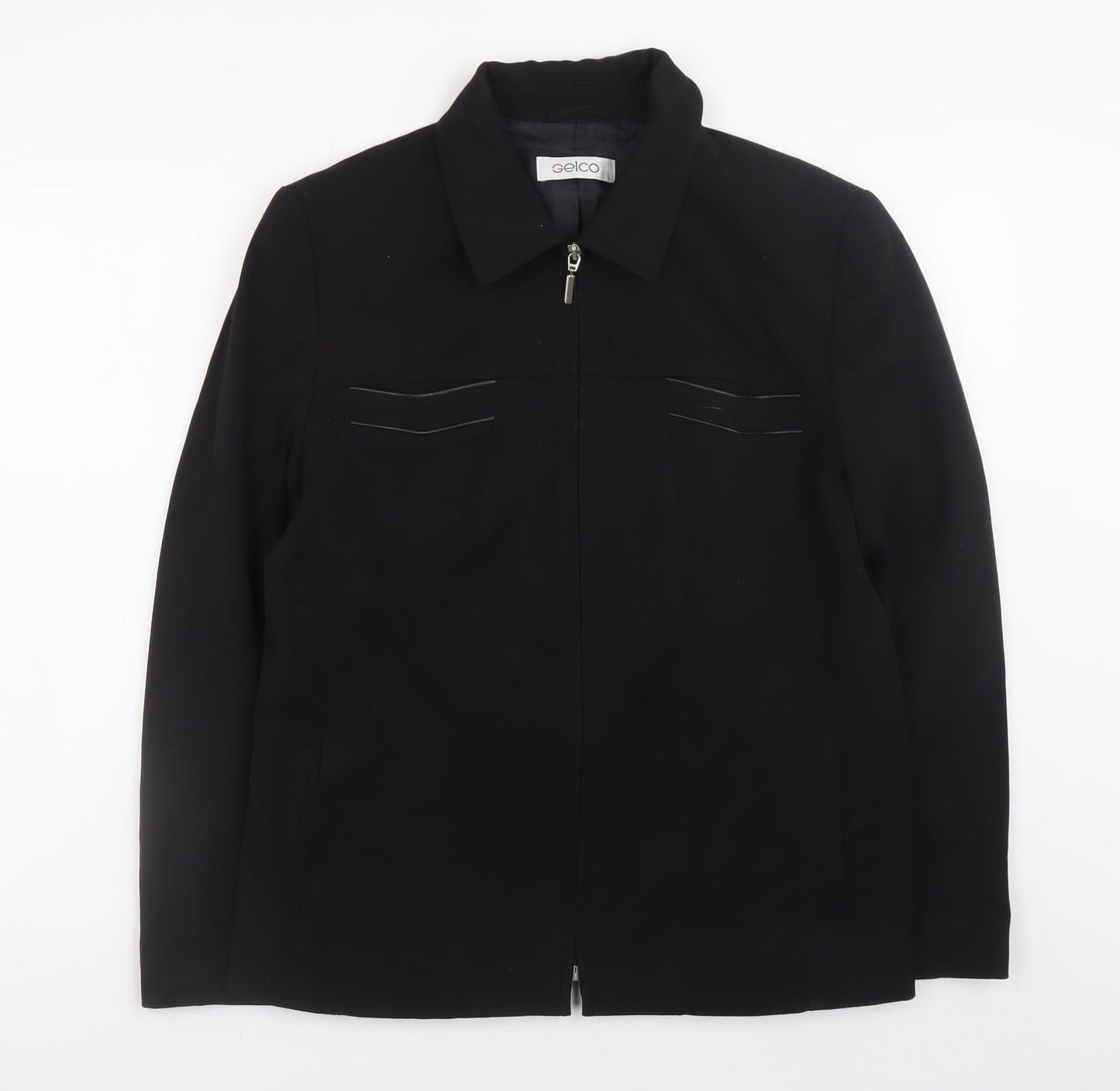 Gelco Womens Black Size 14 Full Zip Collared Jacket