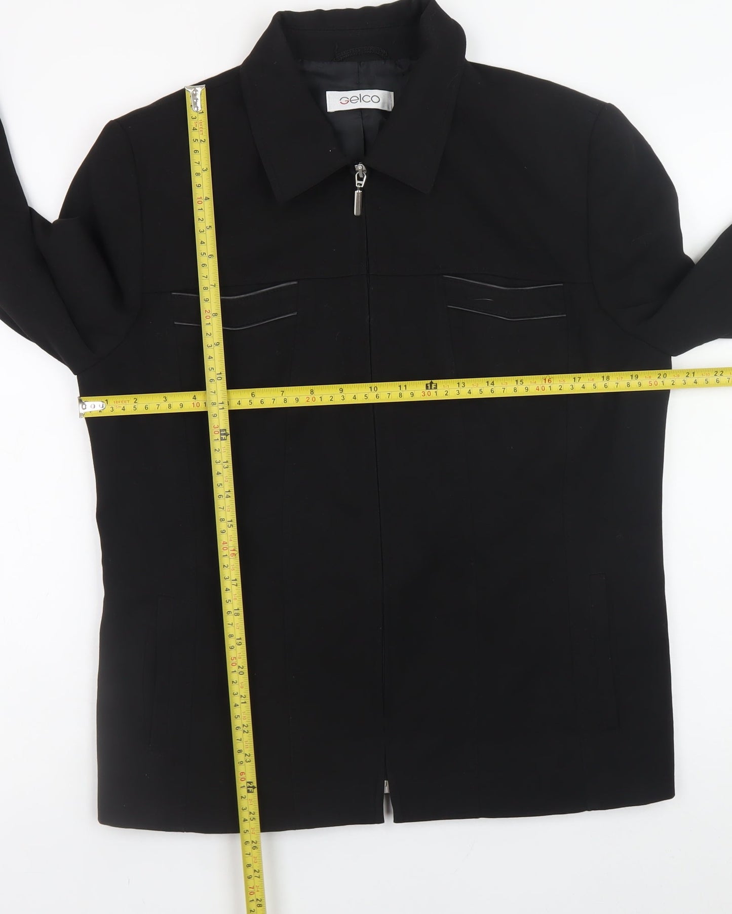 Gelco Womens Black Size 14 Full Zip Collared Jacket