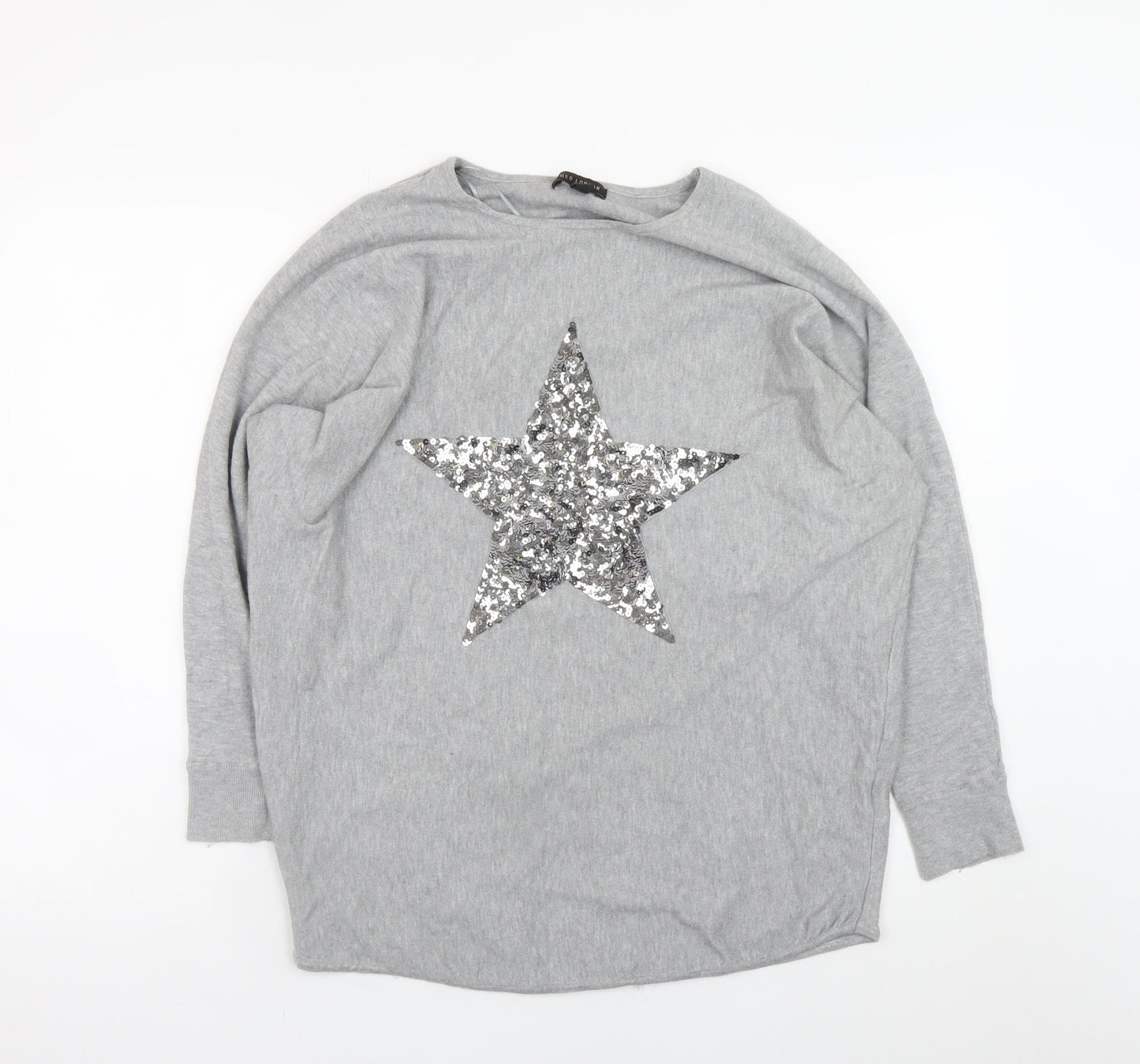 Womens UK Size M/L QED London Grey Pullover Jumper