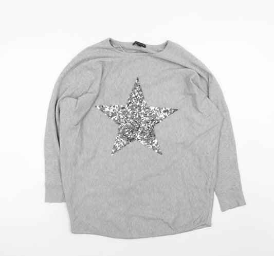 Womens UK Size M/L QED London Grey Pullover Jumper