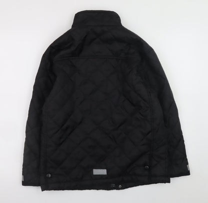 Result Boys Black Quilted Showerproof Jacket 9-10 Years Lightweight Lined