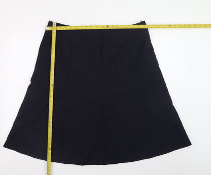 Laura Ashley Women Black Wool A-Line Knee Length Skirt UK18