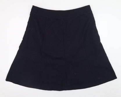 Laura Ashley Women Black Wool A-Line Knee Length Skirt UK18