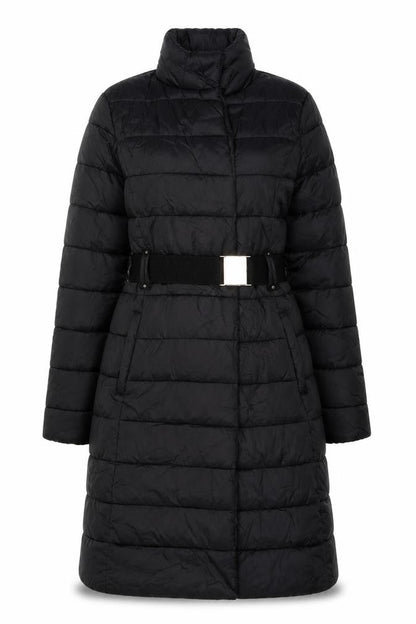 F&F Women's Black Long Belted Puffer Coat Size 6