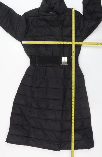 F&F Women's Black Long Belted Puffer Coat Size 6
