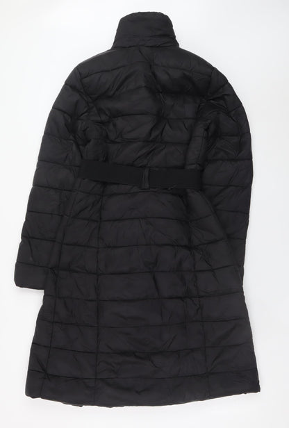 F&F Women's Black Long Belted Puffer Coat Size 6