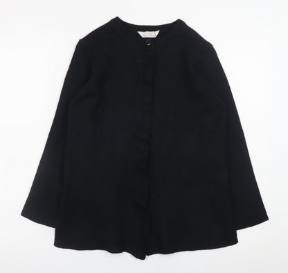 Marks and Spencer Women’s Black Wool Collarless Mid-Length Coat Size 12