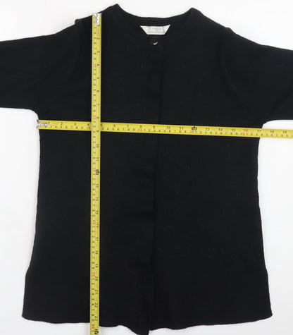 Marks and Spencer Women’s Black Wool Collarless Mid-Length Coat Size 12
