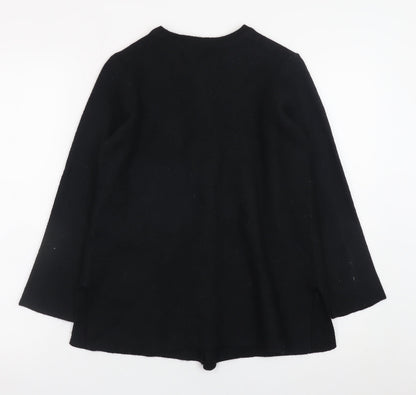 Marks and Spencer Women’s Black Wool Collarless Mid-Length Coat Size 12