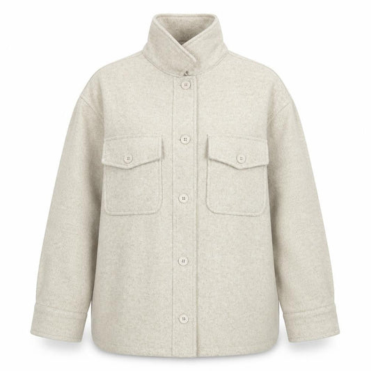New Look Women Grey Wool-Blend Button Jacket UK 12