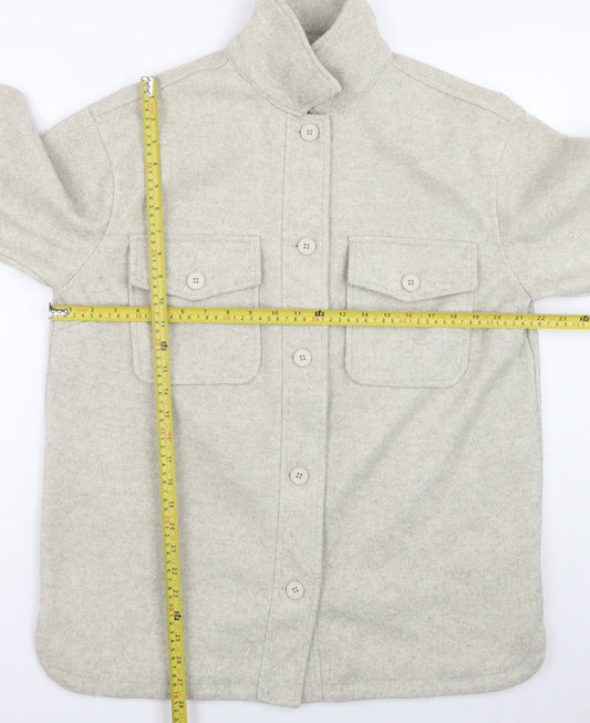 New Look Women Grey Wool-Blend Button Jacket UK 12