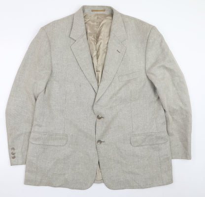Brook Taverner Womens Beige Wool Blend Blazer Jacket Size 16 Classic Fit
