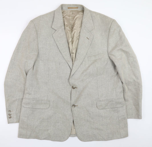 Brook Taverner Womens Beige Wool Blend Blazer Jacket Size 16 Classic Fit