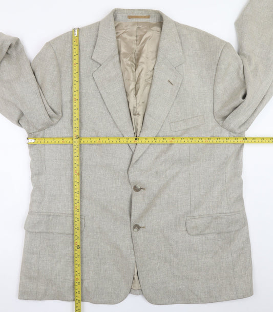 Brook Taverner Womens Beige Wool Blend Blazer Jacket Size 16 Classic Fit