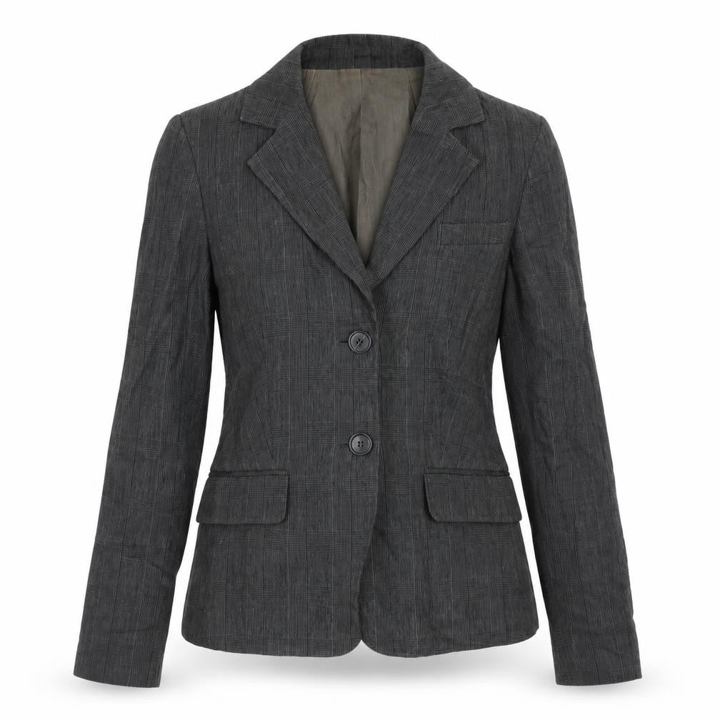 Jigsaw Women Grey Linen Blazer Jacket Size 8 Classic Lined Workwear