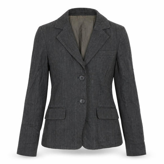 Jigsaw Women Grey Linen Blazer Jacket Size 8 Classic Lined Workwear