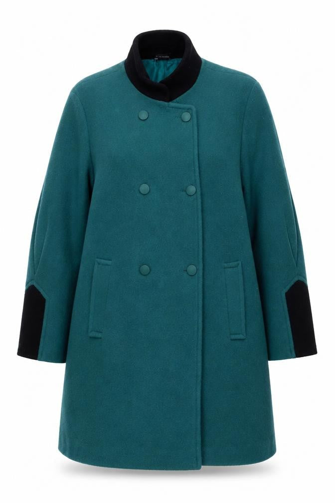 Basler Women's Green Wool Mid-Length Overcoat Size 16