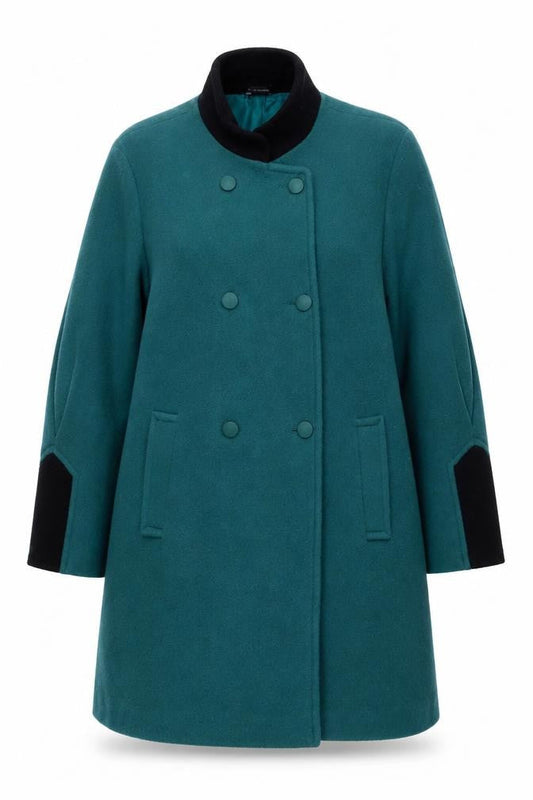 Basler Women's Green Wool Mid-Length Overcoat Size 16
